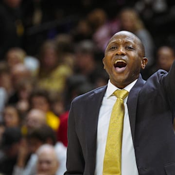 Nov 27, 2024; Columbia, Missouri, USA; Missouri Tigers head coach Dennis Gates calls a play during the first half against the Lindenwood Lions at Mizzou Arena. Mandatory Credit: Jay Biggerstaff-Imagn Images