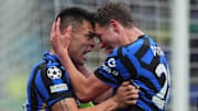 Lautaro Martínez (left) and Benjamin Pavard (right) scored for Inter against Bayern Munich in the second leg of the quarterfinals.