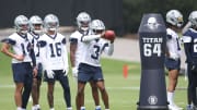 Jun 4, 2024; Frisco, TX, USA; Dallas Cowboys wide receiver Brandin Cooks (3) goes through a drill during practice at the Ford Center at the Star Training Facility in Frisco, Texas.