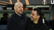 Erik ten Hag (l.) & Xavi sollen auf der Bayer-Liste stehen