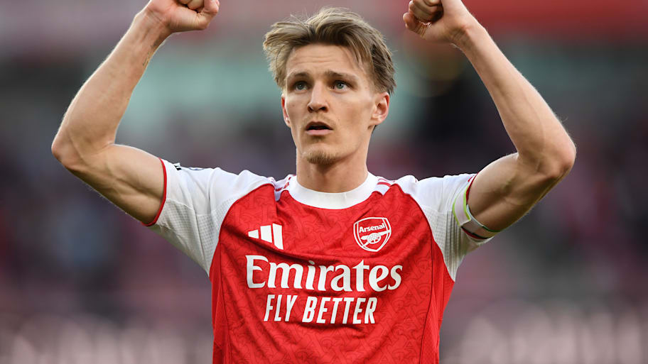 Arsenal’s captain Martin Ødegaard celebrating.