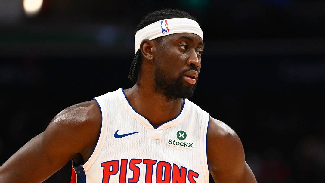 Mar 19, 2026; Washington, District of Columbia, USA; Detroit Pistons guard Caris LeVert (8) looks on against the Washington Wizards during the second half at Capital One Arena. Mandatory Credit: Brad Mills-Imagn Images
