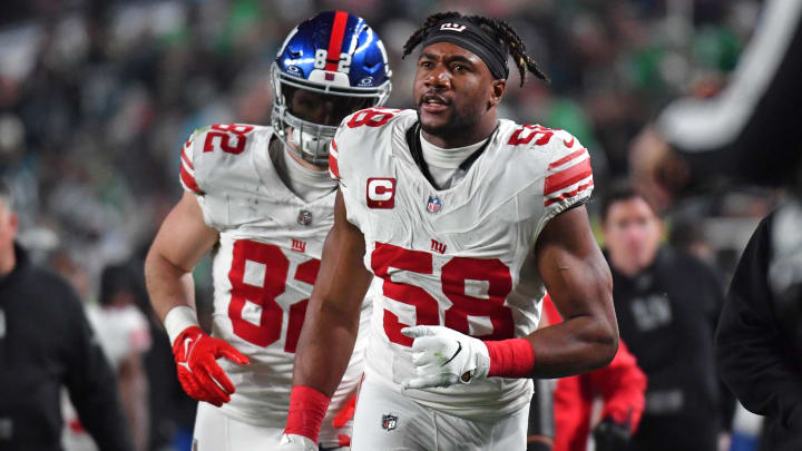 Dec 25, 2023; Philadelphia, Pennsylvania, USA; New York Giants linebacker Bobby Okereke (58) against the Philadelphia Eagles at Lincoln Financial Field.  