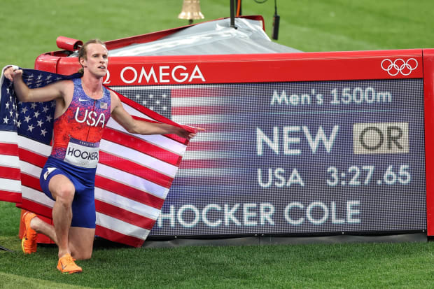 Hocker's Olympic record time was nearly three seconds better than his personal best. 