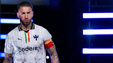 Sergio Ramos of CF Monterrey enters the field of play 