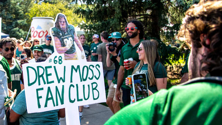 CSU football's Drew Moss poses with family during the Ram Walk before the game against Colorado in the Rocky Mountain Showdown at Canvas Stadium. CSU football's Drew Moss poses with family during the Ram Walk before the game against Colorado in the Rocky Mountain Showdown at Canvas Stadium.