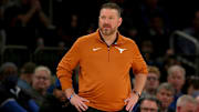 Dec 6, 2022; New York, New York, USA; Texas Longhorns head coach Chris Beard reacts as he coaches against the Illinois Fighting Illini during the second half at Madison Square Garden. Mandatory Credit: Brad Penner-Imagn Images