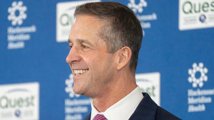 New Giants Head Coach John Harbaugh speaks during a press conference welcoming Harbaugh at the Quest Diagnostics Training Center in East Rutherford on Tuesday, Jan. 20, 2025.