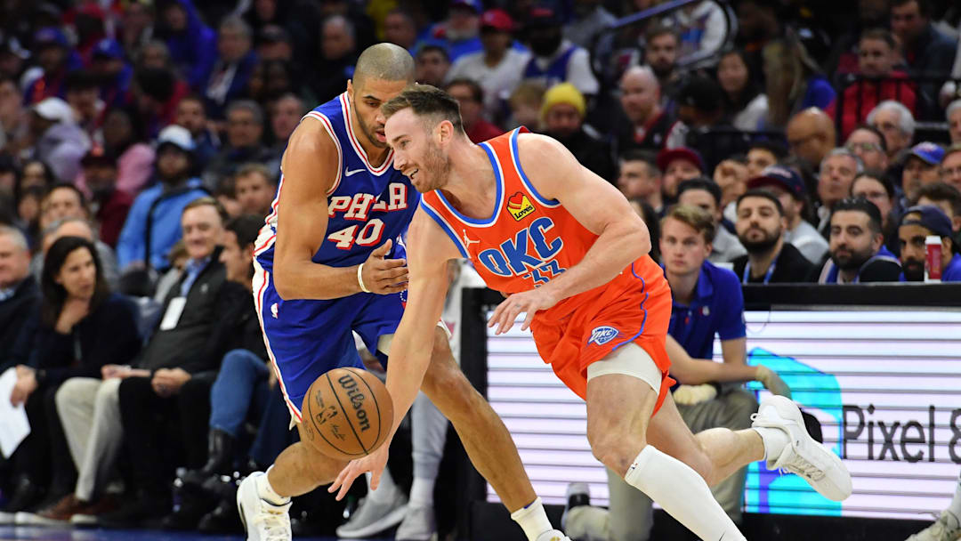 Apr 2, 2024; Philadelphia, Pennsylvania, USA; Oklahoma City Thunder forward Gordon Hayward (33)