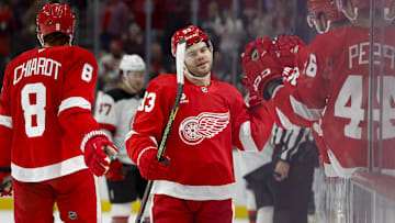 Detroit Red Wings right wing Alex DeBrincat (93). Mandatory Credit: Rick Osentoski-Imagn Images