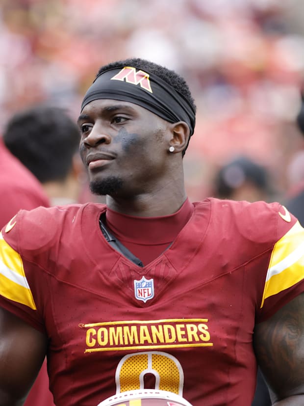 Washington Commanders cornerback Mike Sainristil (0).