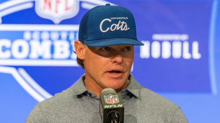 Indianapolis Colts general manager Chris Ballard talks to the media at the NFL Scouting Combine. Indianapolis Colts general manager Chris Ballard talks to the media at the NFL Scouting Combine.