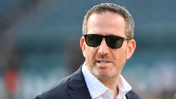 Aug 17, 2023; Philadelphia, Pennsylvania, USA;  Philadelphia Eagles general manager Howie Roseman against the Cleveland Browns at Lincoln Financial Field. Mandatory Credit: Eric Hartline-Imagn Images
