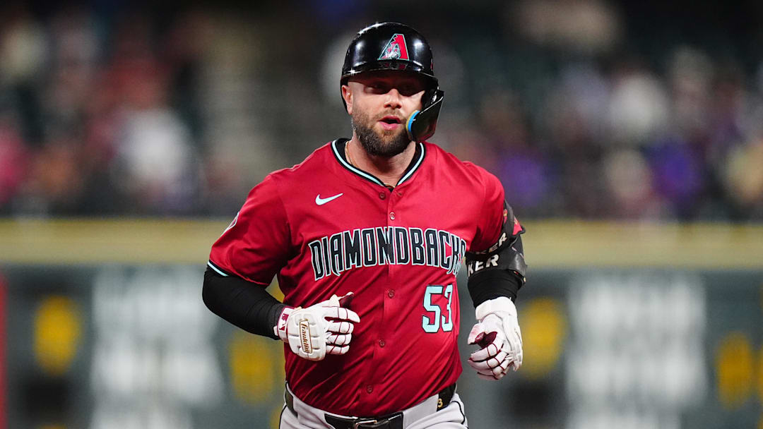 Sep 17, 2024; Denver, Colorado, USA; Arizona Diamondbacks first base Christian Walker (53) runs off a solo home run in the eighth inning against the Colorado Rockies at Coors Field.