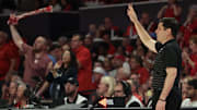 Mar 1, 2025; Houston, Texas, USA; Cincinnati Bearcats head coach Wes Miller coaches against the Houston Cougars  in the first half at Fertitta Center. Mandatory Credit: Thomas Shea-Imagn Images