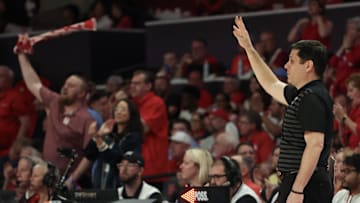 Mar 1, 2025; Houston, Texas, USA; Cincinnati Bearcats head coach Wes Miller coaches against the Houston Cougars  in the first half at Fertitta Center. Mandatory Credit: Thomas Shea-Imagn Images