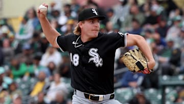Chicago White Sox pitcher Jonathan Cannon (48) throws against the Athletics at Sutter Health Park. 