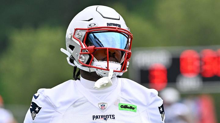 Jun 9, 2025; Foxborough, MA, USA; New England Patriots wide receiver Stefon Diggs (8) participates in minicamp at Gillette Stadium. Mandatory Credit: Eric Canha-Imagn Images