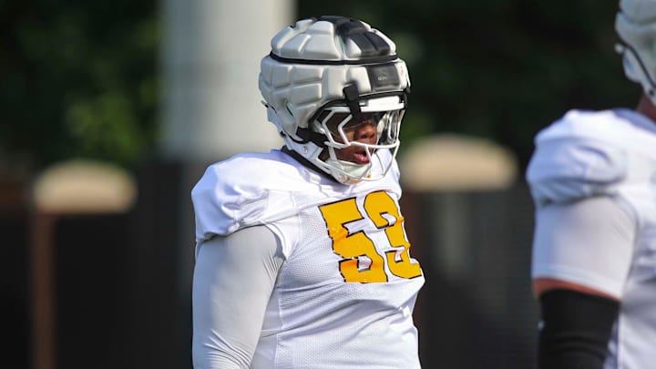 Tennessee's Lance Heard (53) during Tennessee football's fall practice, in Knoxville, Tenn., Saturday, August 3, 2024.