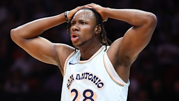 San Antonio Spurs center Charles Bassey.