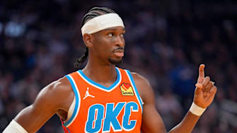 Dec 2, 2025; San Francisco, California, USA; Oklahoma City Thunder guard Shai Gilgeous-Alexander (2) looks towards the team bench during a break in the action against the Golden State Warriors in the first quarter at the Chase Center. Mandatory Credit: Cary Edmondson-Imagn Images