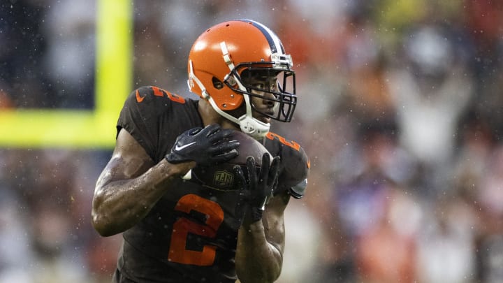 Nov 27, 2022; Cleveland, Ohio, USA; Cleveland Browns wide receiver Amari Cooper (2) makes a first down reception against the Tampa Bay Buccaneers during overtime at FirstEnergy Stadium.