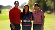 Tiger Woods y sus hijos Sam y Charlie, a quienes tuvo junto a la modelo Elin Nordegren