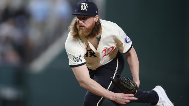 Texas Rangers starter Jon Gray allowed four runs on three hits, including two homers in 4 2/3 innings against the Athletics.