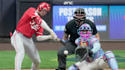 Cincinnati Reds outfielder Gavin Lux (2) hits a double and advance to third on fielding error during the sixth inning of their game against the Milwaukee Brewers Friday, September 26, 2025 at American Family Field in Milwaukee, Wisconsin.