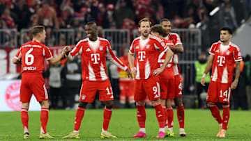 Bayern Munich players celebrating after win against St. Pauli.