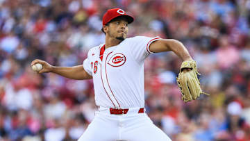 Cincinnati Reds starting pitcher Chase Burns (26) pitches