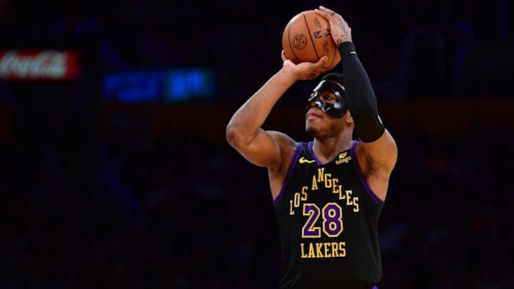 Dec 5, 2023; Los Angeles, California, USA; Los Angeles Lakers forward Rui Hachimura (28) shoots against the Phoenix Suns during the first half of the In Season Tournament quarterfinal at Crypto.com Arena. Mandatory Credit: Gary A. Vasquez-Imagn Images Dec 5, 2023; Los Angeles, California, USA; Los Angeles Lakers forward Rui Hachimura (28) shoots against the Phoenix Suns during the first half of the In Season Tournament quarterfinal at Crypto.com Arena. Mandatory Credit: Gary A. Vasquez-Imagn Images