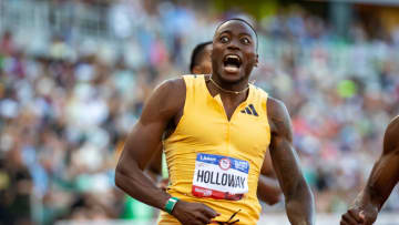 Grant Holloway wins the men’s 110 meter hurdles during day eight of the U.S. Olympic Track & Field Trials Friday, June 28, 2024, at Hayward Field in Eugene, Ore.