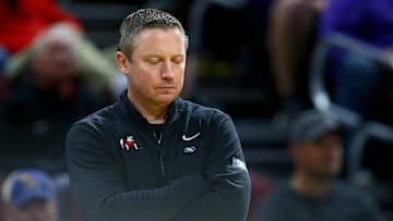 Mar 20, 2025; Wichita, KS, USA; Georgia Bulldogs head coach Mike White in the second half of a first round men’s NCAA Tournament game against the Gonzaga Bulldogs at Intrust Bank Arena. Mandatory Credit: Nick Tre. Smith-Imagn Images