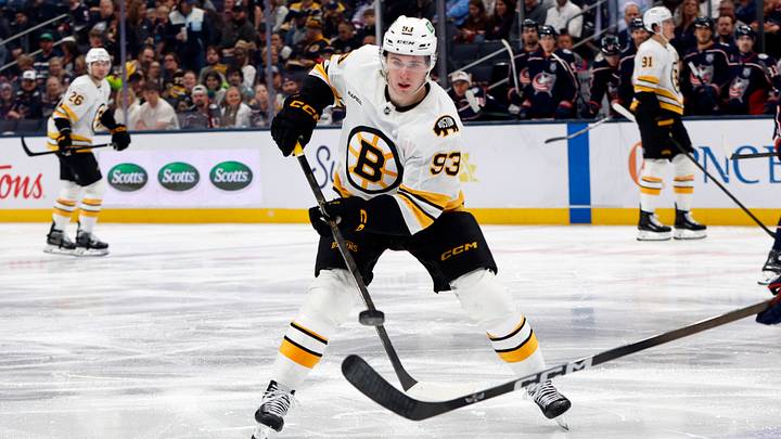 Apr 12, 2026; Columbus, Ohio, USA; Boston Bruins center Fraser Minten (93) flips the puck in the zone against the Columbus Blue Jackets during the second period at Nationwide Arena. Mandatory Credit: Russell LaBounty-Imagn Images Apr 12, 2026; Columbus, Ohio, USA; Boston Bruins center Fraser Minten (93) flips the puck in the zone against the Columbus Blue Jackets during the second period at Nationwide Arena. Mandatory Credit: Russell LaBounty-Imagn Images