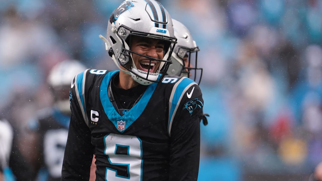Panthers quarterback Bryce Young passed for three touchdowns in Carolina's upset win over the Rams on Sunday.