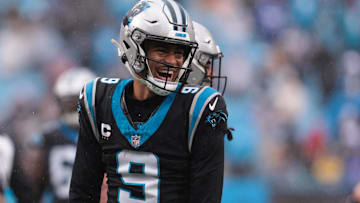 Panthers quarterback Bryce Young passed for three touchdowns in Carolina's upset win over the Rams on Sunday.