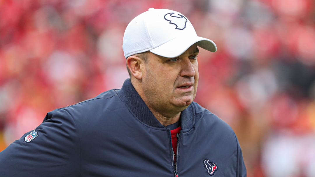 Jan 12, 2020; Kansas City, Missouri, USA; Houston Texans head coach Bill O'Brien takes the field before a AFC Divisional Round playoff football game against the Kansas City Chiefs at Arrowhead Stadium. Mandatory Credit: Jay Biggerstaff-USA TODAY Sports