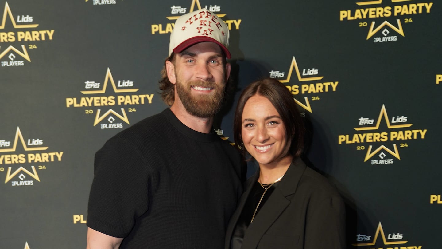 Bryce Harper's wife reveals new baby in Phillies onesie just before Dodgers Game 1