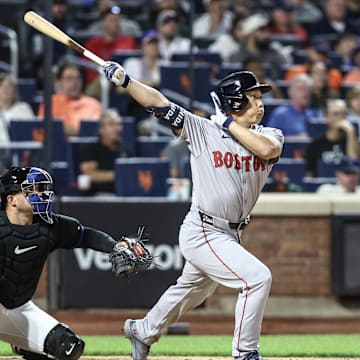 Sep 2, 2024; New York City, New York, USA; Boston Red Sox designated hitter Masataka Yoshida (7) at Citi Field. Mandatory Credit: Wendell Cruz-Imagn Images