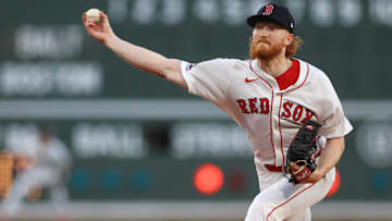 Boston Red Sox starting pitcher Dustin May (85) delivers a pitch during the first inning against the Baltimore Orioles at Fenway Park. Mandatory Credit: Paul Rutherford-Imagn Images