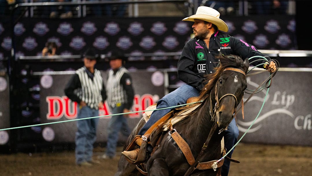 Kaleb Driggers turns a steer at the 2025 Governor's Cup in Sioux Falls, South Dakota