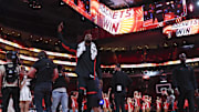 Nov 14, 2025; Houston, Texas, USA;  Houston Rockets forward Kevin Durant (7) walks off the court after the game against the Portland Trail Blazers at Toyota Center. Mandatory Credit: Troy Taormina-Imagn Images