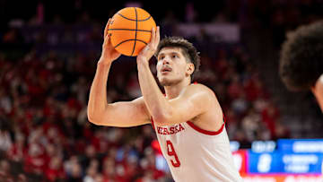Nebraska forward Berke Büyüktuncel shoots a free throw in the Huskers' victory over Creighton.