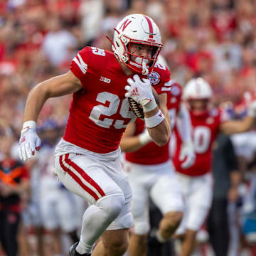 Nebraska wide receiver Carter Nelson heads for a 24-yard touchdown reception during the first quarter against Northern Iowa.