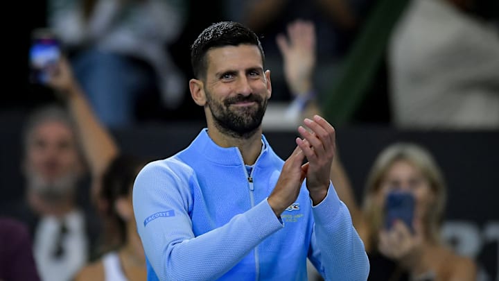 Juan Martin Del Potro Plays Against Novak Djokovic