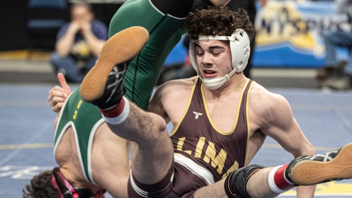 Honeoye Falls-Lima's Christopher Noto competes at the New York State wrestling championship tournament in Albany last season. Honeoye Falls-Lima's Christopher Noto competes at the New York State wrestling championship tournament in Albany last season.