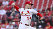Aug 27, 2025; St. Louis, Missouri, USA;  St. Louis Cardinals starting pitcher Sonny Gray (54) pitches against the Pittsburgh Pirates during the first inning at Busch Stadium. Mandatory Credit: Jeff Curry-Imagn Images