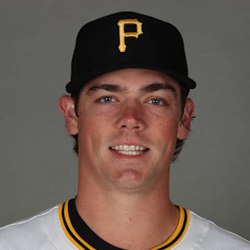 Feb 18, 2025; Bradenton, FL, USA; Pittsburgh Pirates pitcher Hunter Barco (89) poses for a photo during media day at Pirate City. Mandatory Credit: Kim Klement Neitzel-Imagn Images