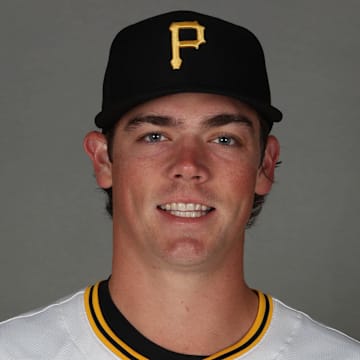 Feb 18, 2025; Bradenton, FL, USA; Pittsburgh Pirates pitcher Hunter Barco (89) poses for a photo during media day at Pirate City. Mandatory Credit: Kim Klement Neitzel-Imagn Images